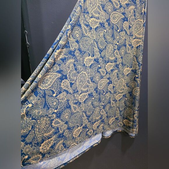 LulaRoe Paisley Yellow Blue Foldover Waistband Sz XXS Boho Festival Earthy - Picture 3 of 7